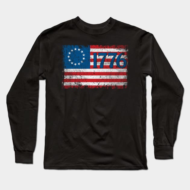 American Betsy Ross Flag United States of America 1776 Long Sleeve T-Shirt by blacks store